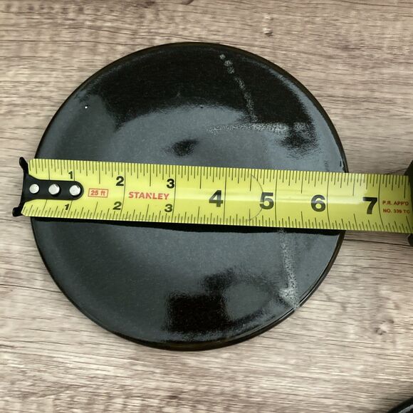 Art Pottery Small Flat Plates Set of 3 Black Glossy Fine Dining Sushi Plate - Picture 9 of 10